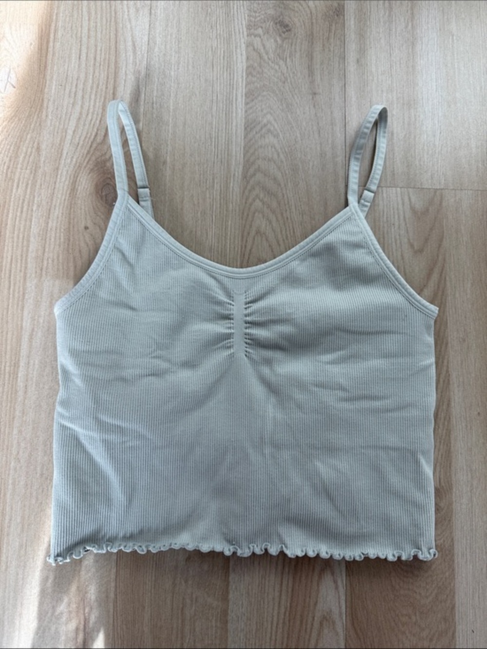 Spiritual Gangster Neutral Ribbed Crop Tank - Light Beige